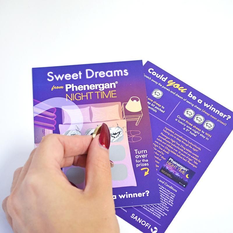 scratch card printing bed company promotion