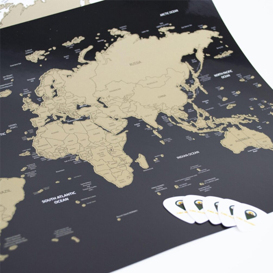 scratch poster world map gold