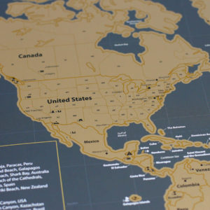World Scratch Map Printed with Gold Latex