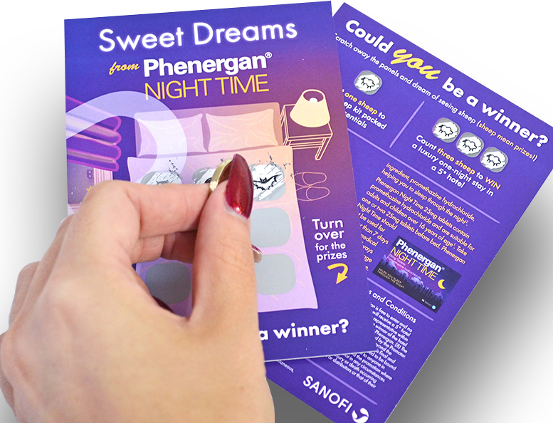 personalised scratch cards - sweet dreams campaign scratch cards